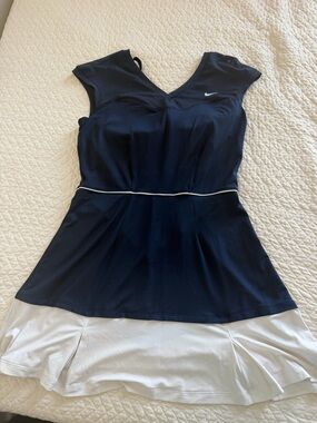 Nike Serena Williams Tennis Dress Navy White Built-In Bra Large Large